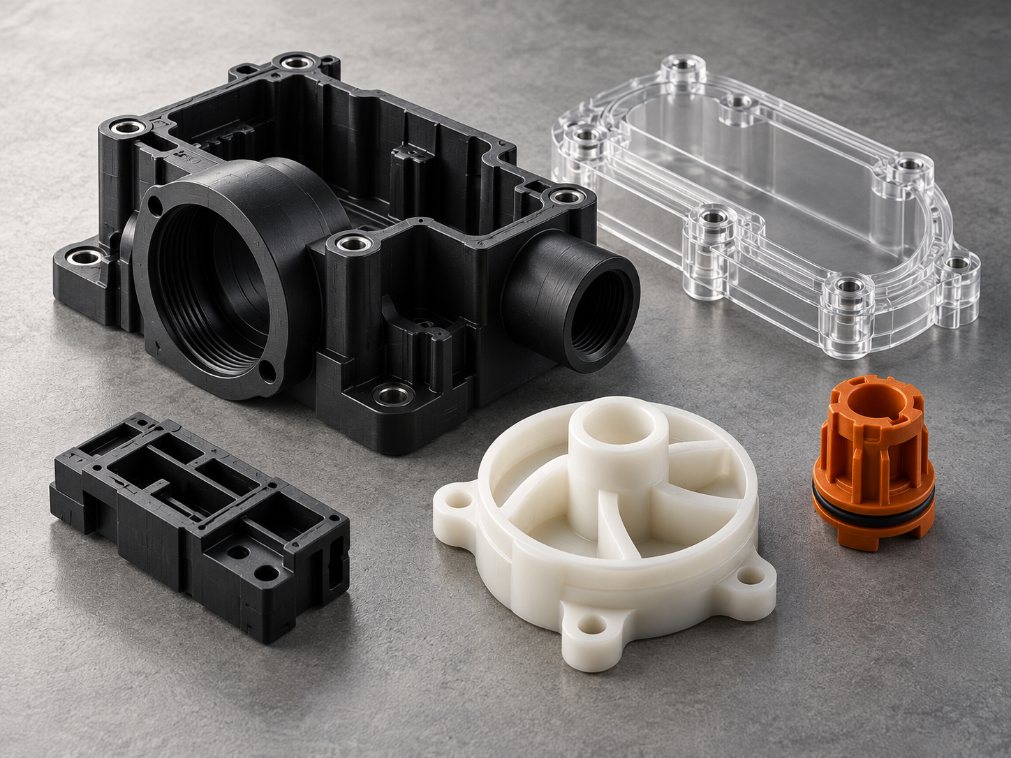 Image placeholder for custom plastic components on a studio background